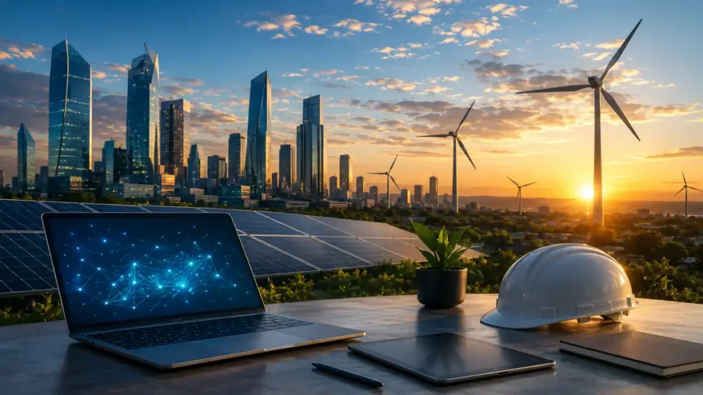 Modern futuristic South African workplace representing careers that will be in demand by 2030