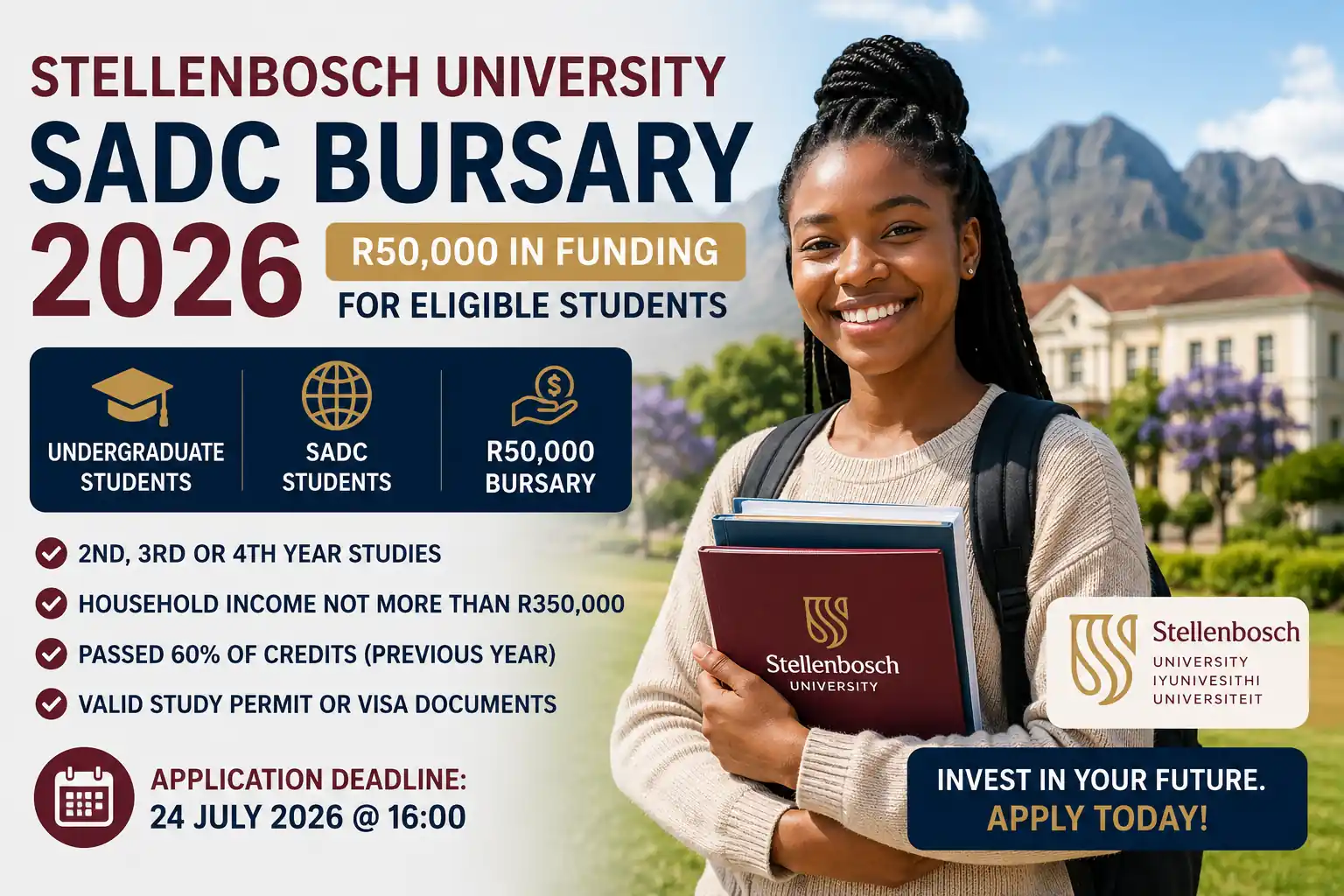 Stellenbosch University SADC Bursary open applications